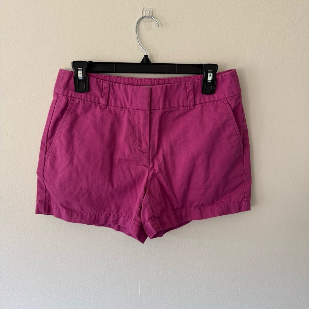 LOFT Magenta High-Waist Cotton Shorts